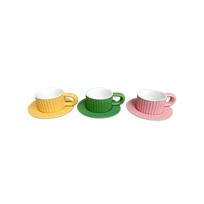Ribbed Ceramic Cup & Saucer Set