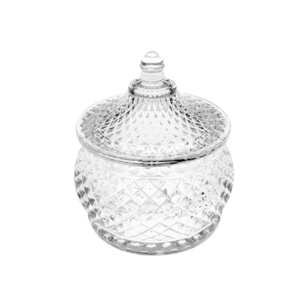 Cut-glass candy pot with lid