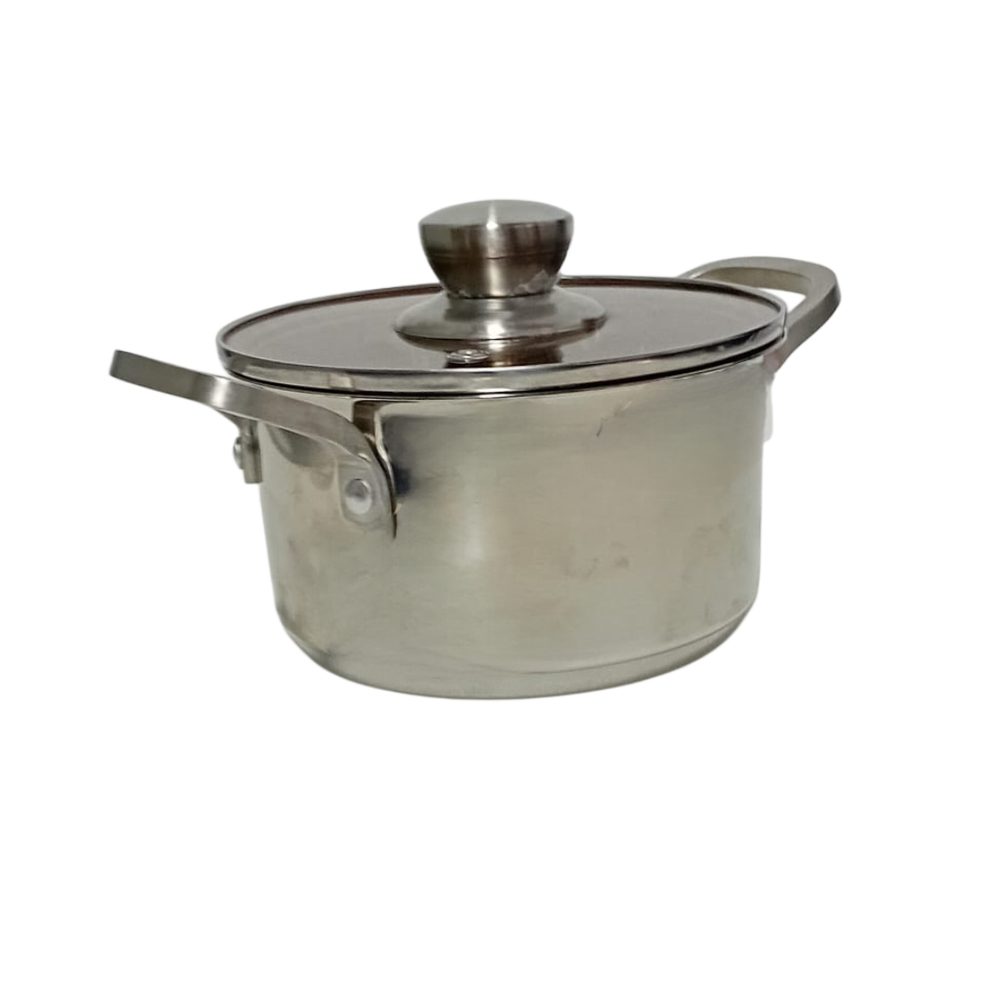 Stainless Steel Saucepan with Glass Lid, 14cm