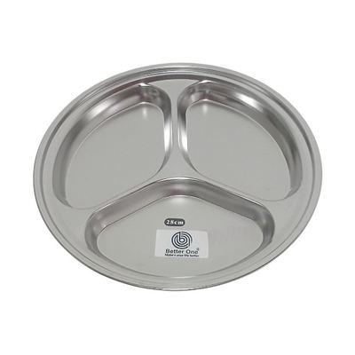 Stainless Steel 3-Compartment Round Plate