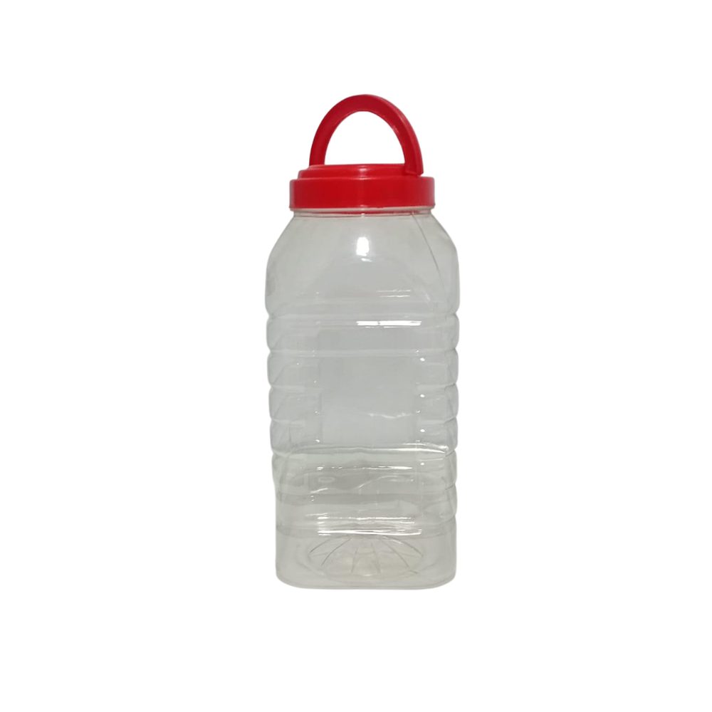 Square Plastic Storage Jar with Handle