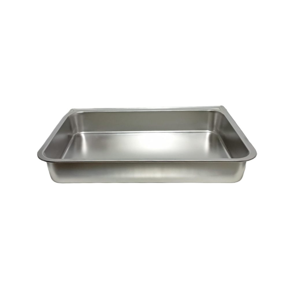 Large stainless steel deep dish tray