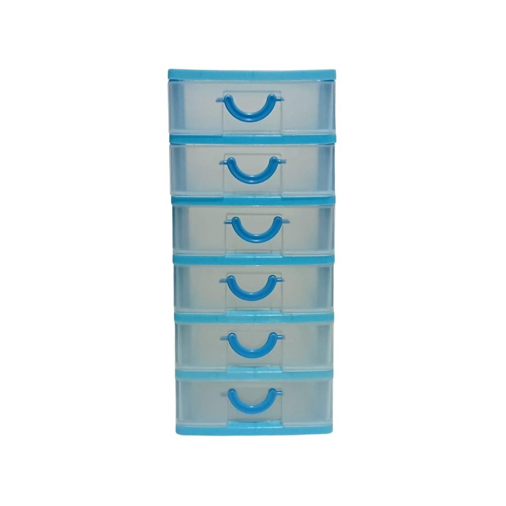 Six-drawer mini plastic storage tower