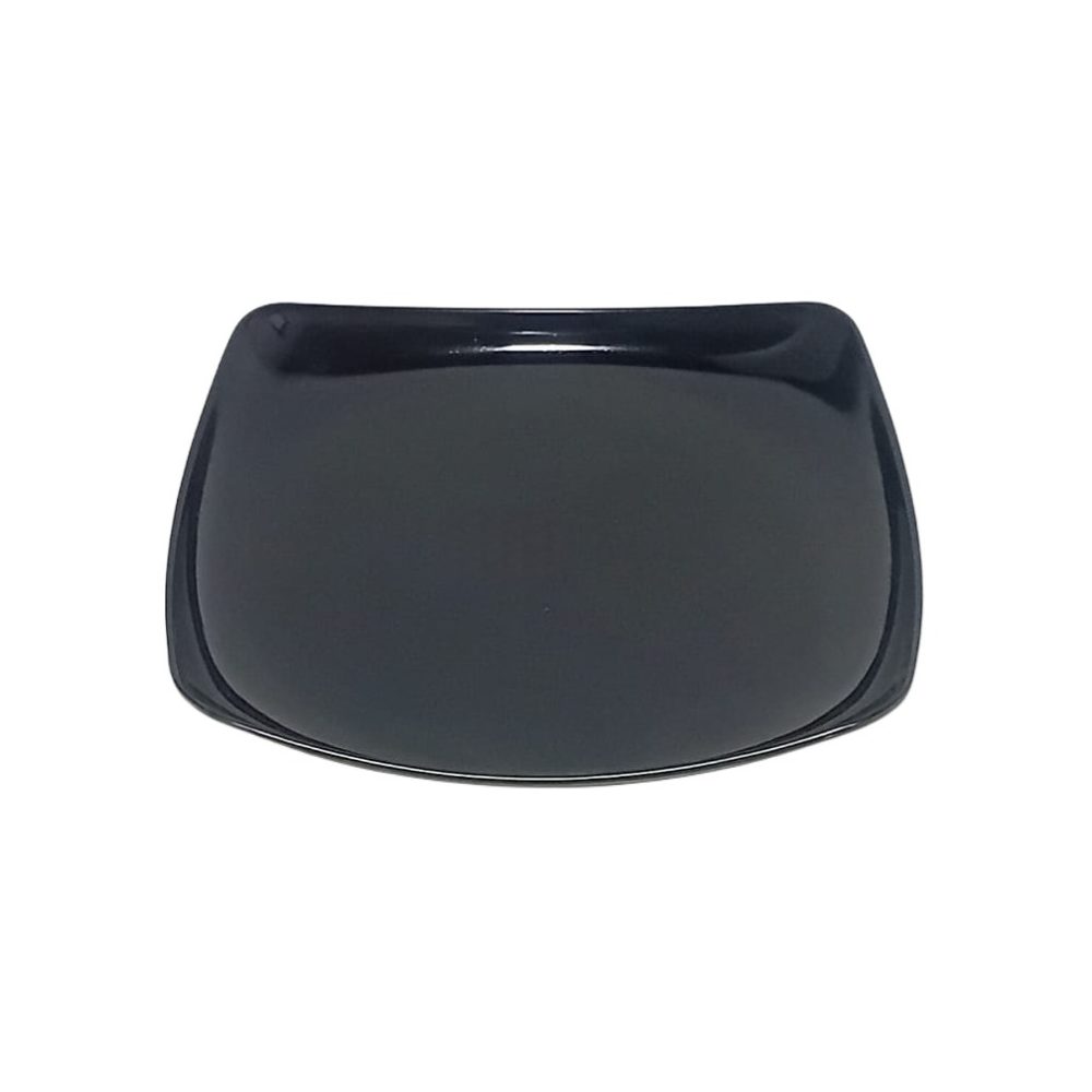 Black Melamine Square Plate 9"