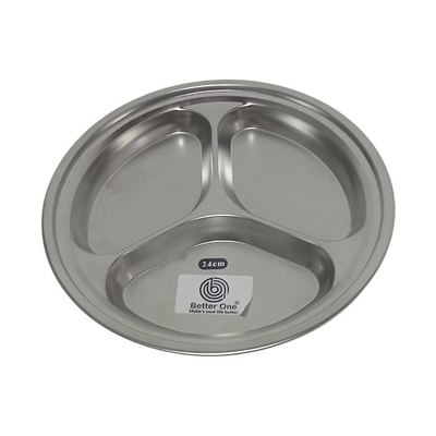 Round S/S Three-Section Divided Plate 24cm