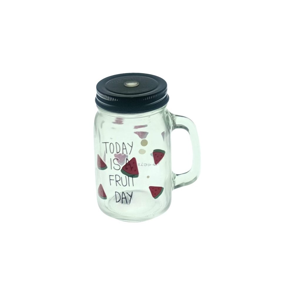 Mason jar mug with straw lid