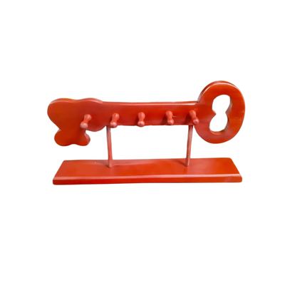 Key-Shaped Wooden Key Holder Stand