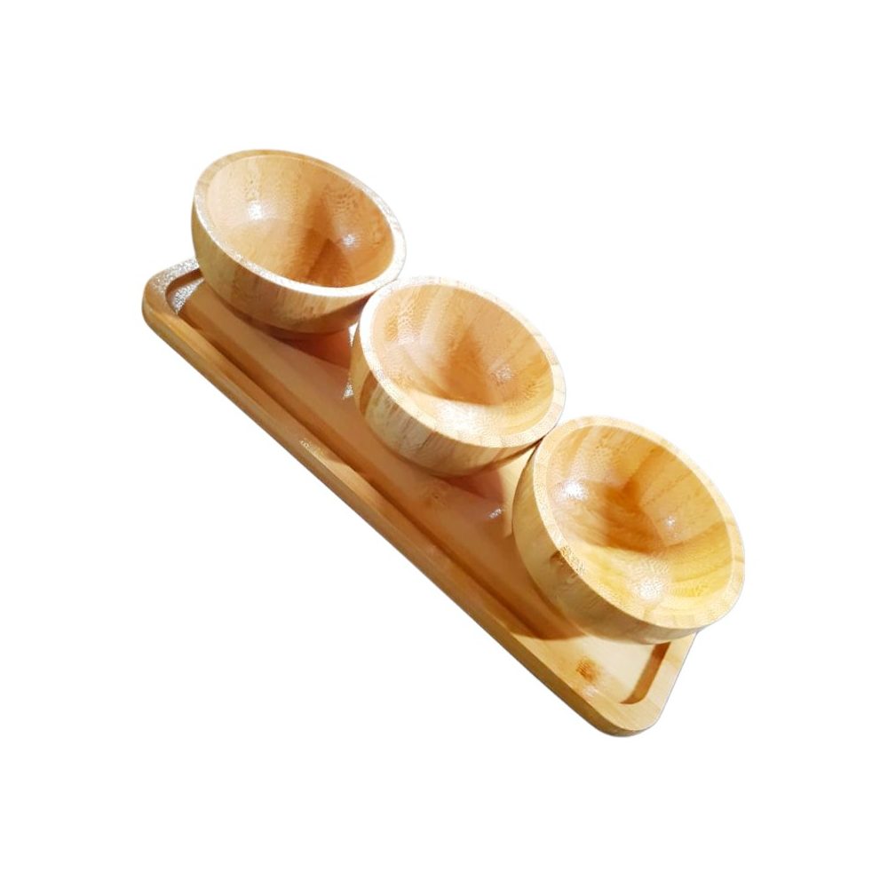 Wooden Spice Bowl Set with Tray
