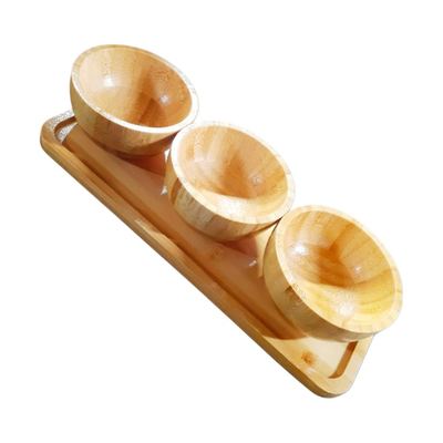 Wooden Spice Bowl Set with Tray