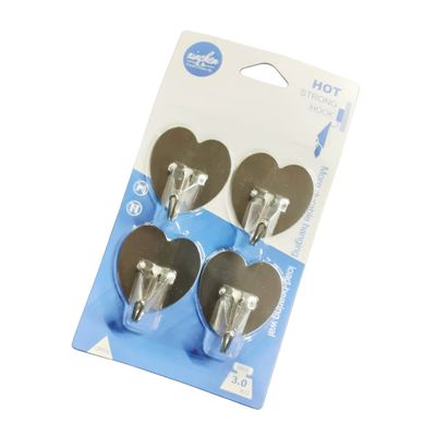 Stainless Steel Self-Adhesive Hooks, 4 Pack