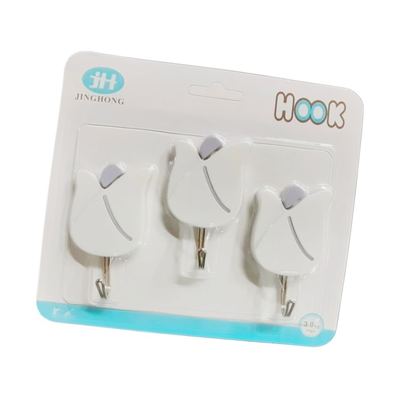 Self-adhesive plastic wall hooks, 3-pack
