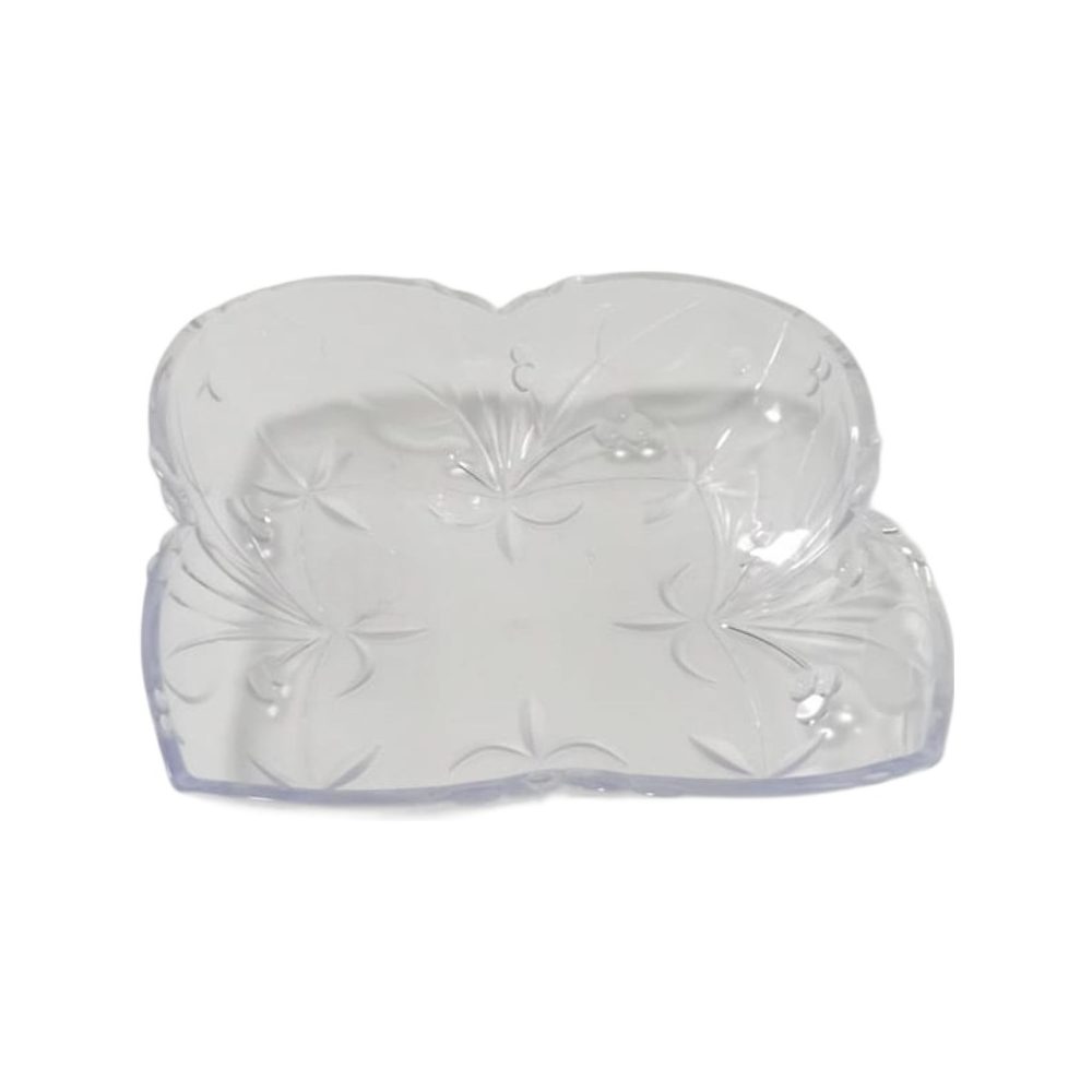 Clear crystal-look plastic serving dish