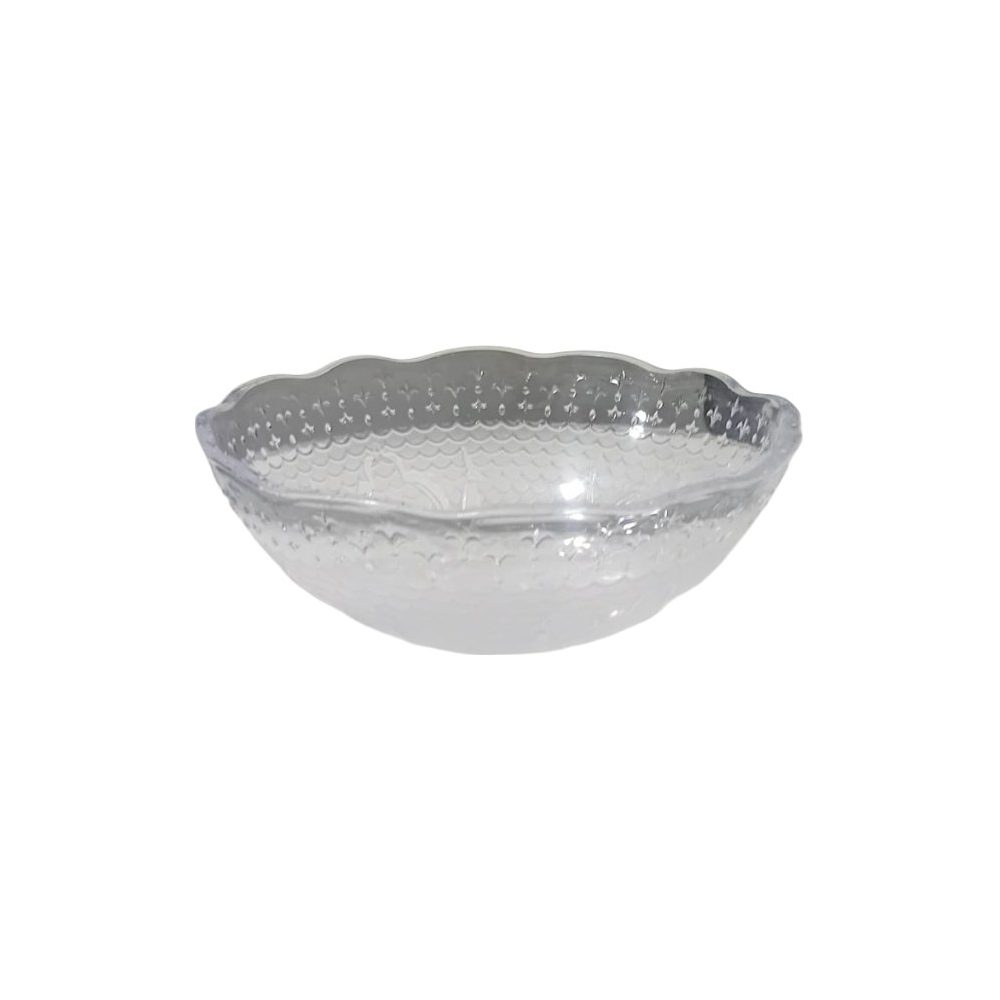 Clear embossed crystal-look plastic bowl