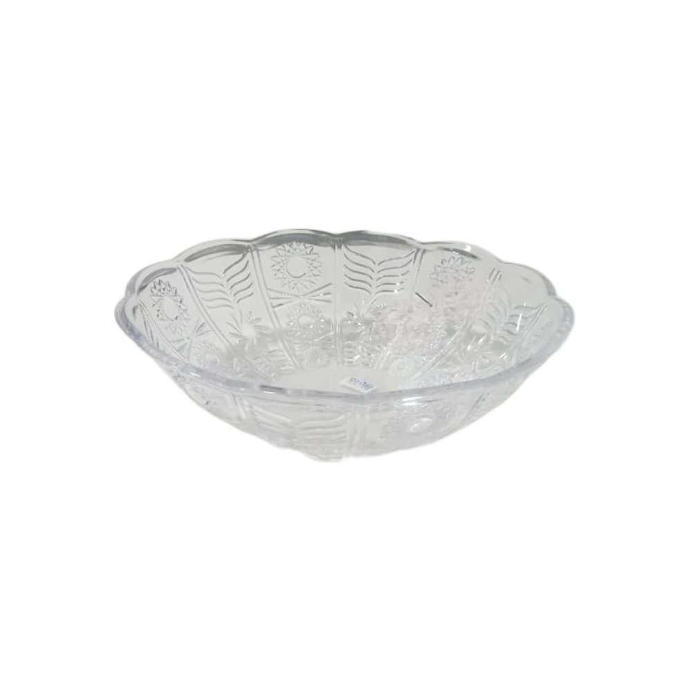 Clear crystal-look plastic serving bowl