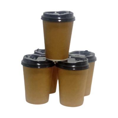 Kraft Paper Coffee Cups With Lids, 350ml