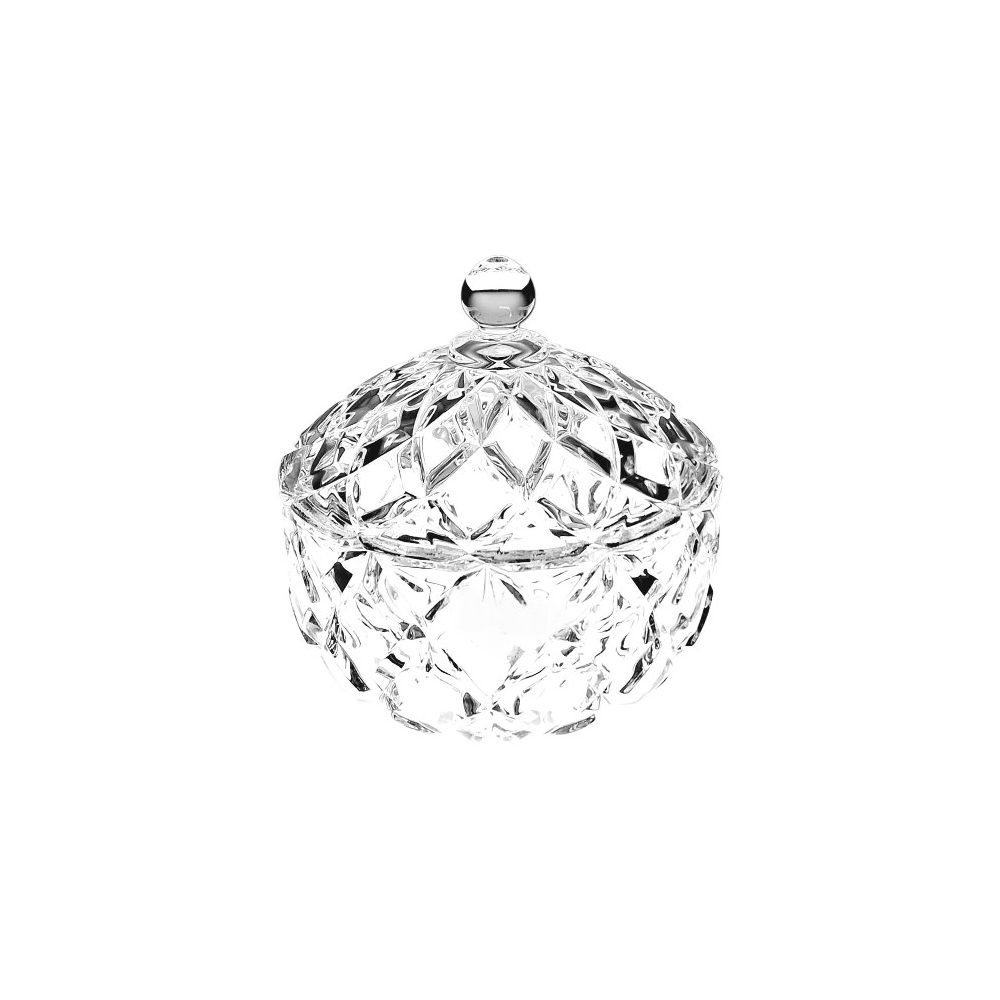 Cut-pattern glass candy pot with lid