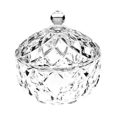 Cut-pattern glass candy pot with lid