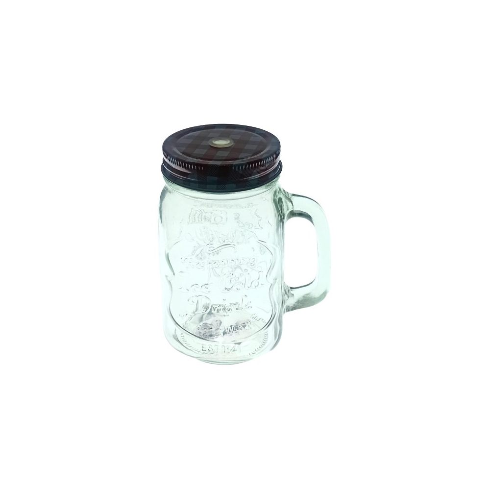 Mason jar mug with handle and lid