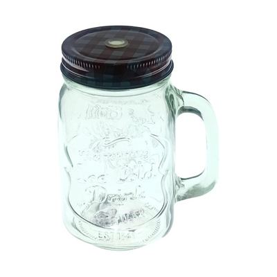 Mason jar mug with handle and lid