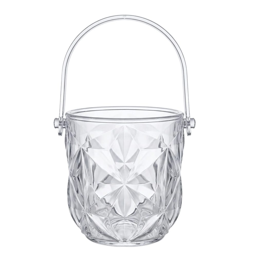 Crystal-cut ice bucket with handle