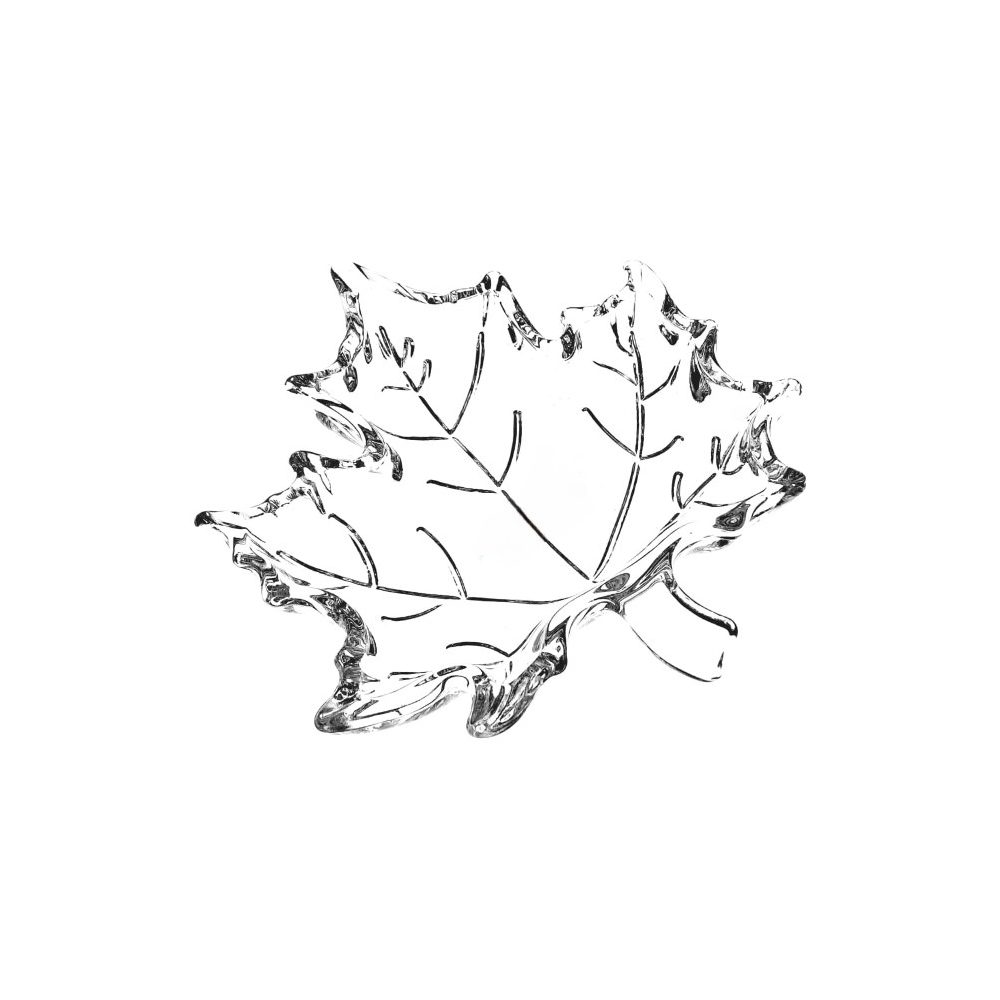 Leaf-shaped glass serving plate