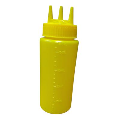 Three-nozzle yellow squeeze sauce bottle