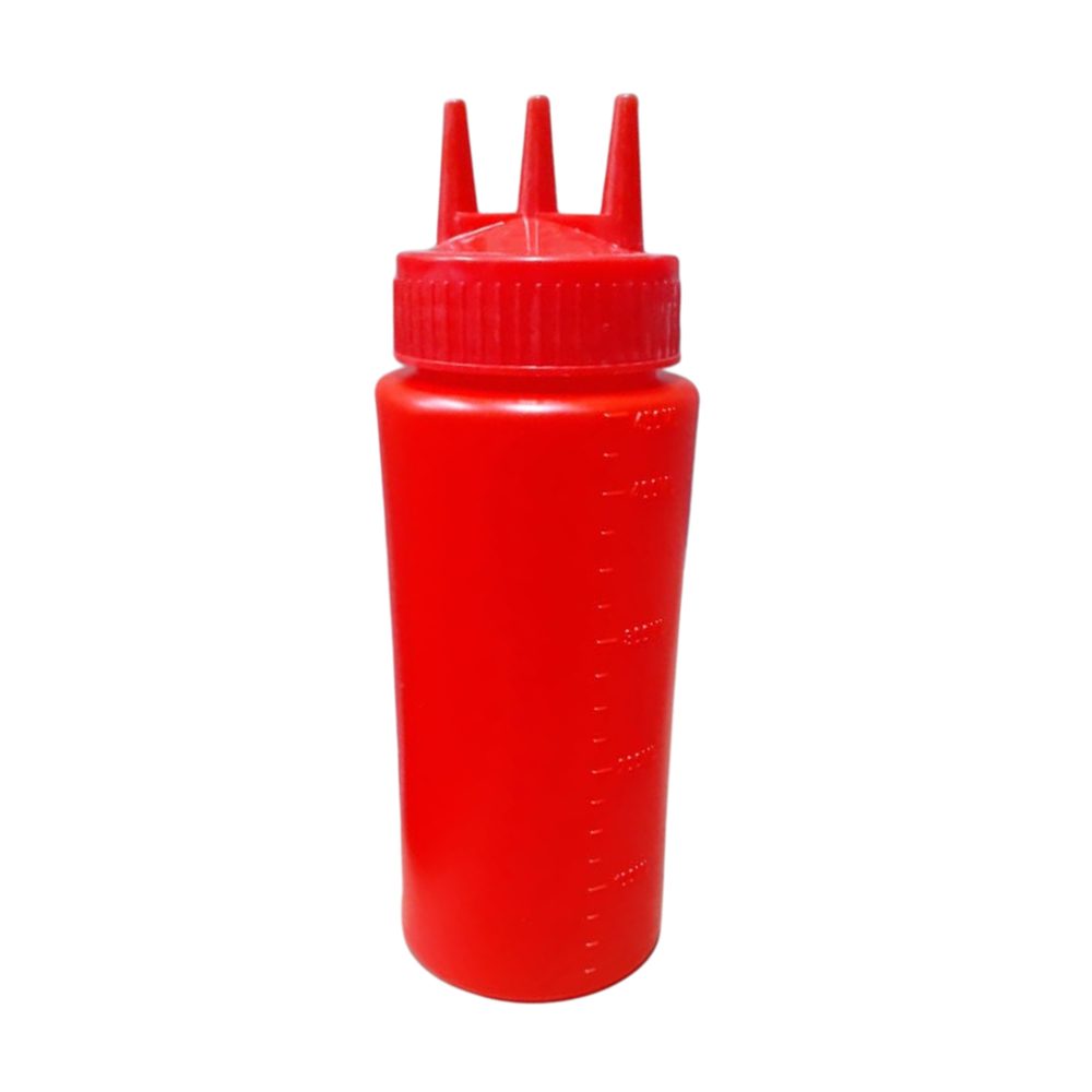 Red Three-Nozzle Sauce Squeeze Bottle