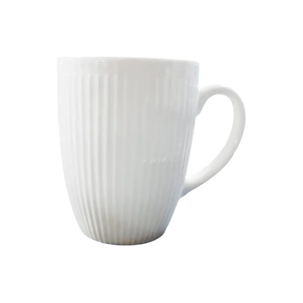 White Ribbed Ceramic Mug