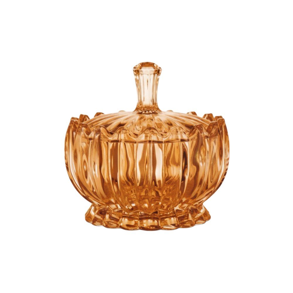 Amber Glass Candy Pot with Lid