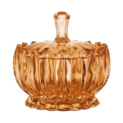 Amber Glass Candy Pot with Lid