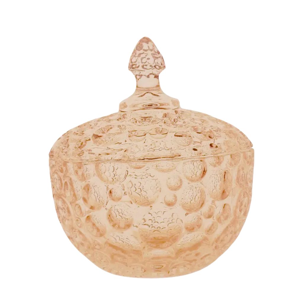 Gold-tint glass candy pot with lid