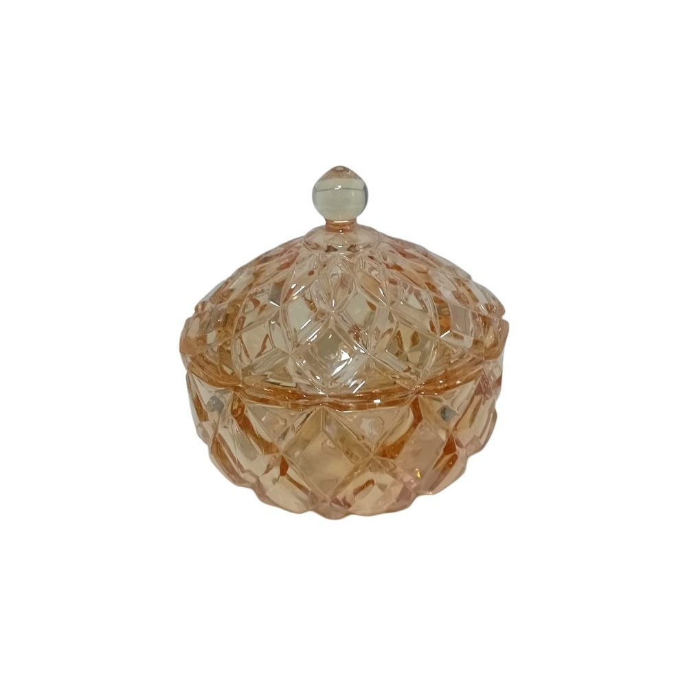Gold Cut-Glass Candy Pot with Lid