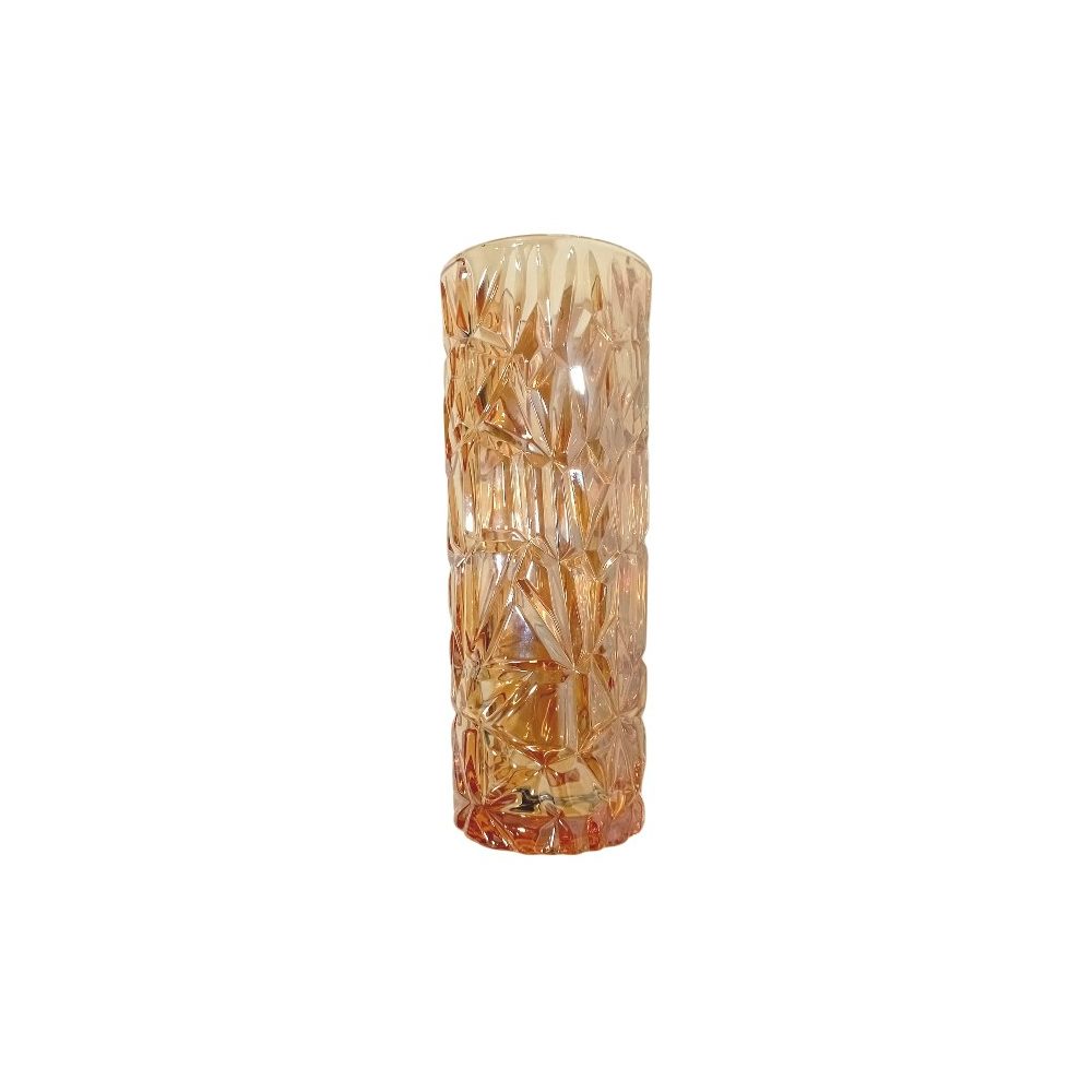 Gold cut-glass cylinder vase