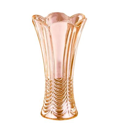 Gold-tint fluted glass flower vase