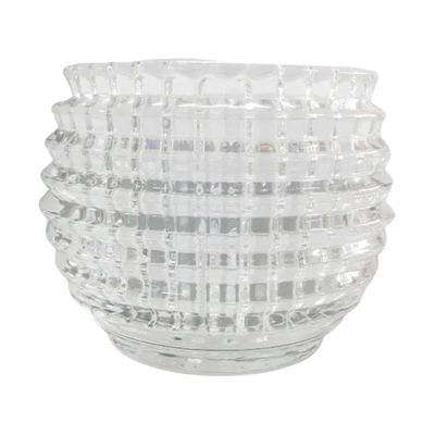 Cut-pattern round glass vase
