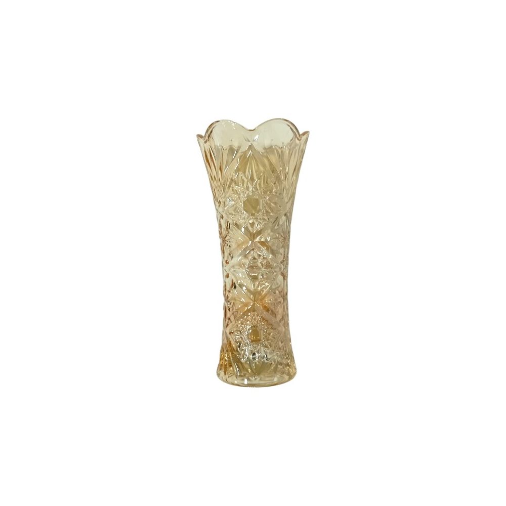 Gold Cut-Pattern Glass Flower Vase