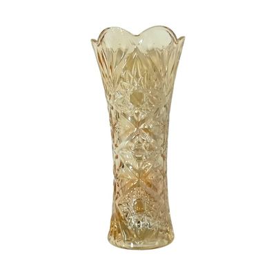 Gold Cut-Pattern Glass Flower Vase