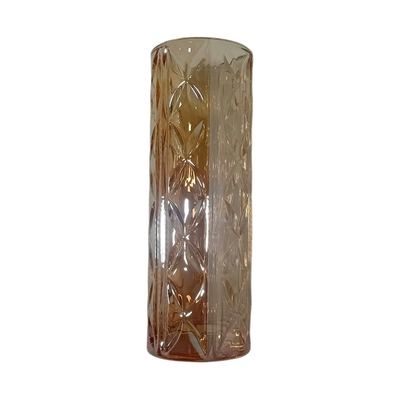 Tall amber cut-glass cylinder vase