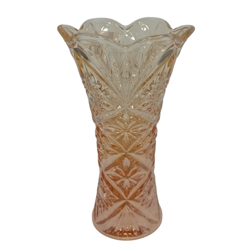 Gold Cut-Pattern Glass Flower Vase