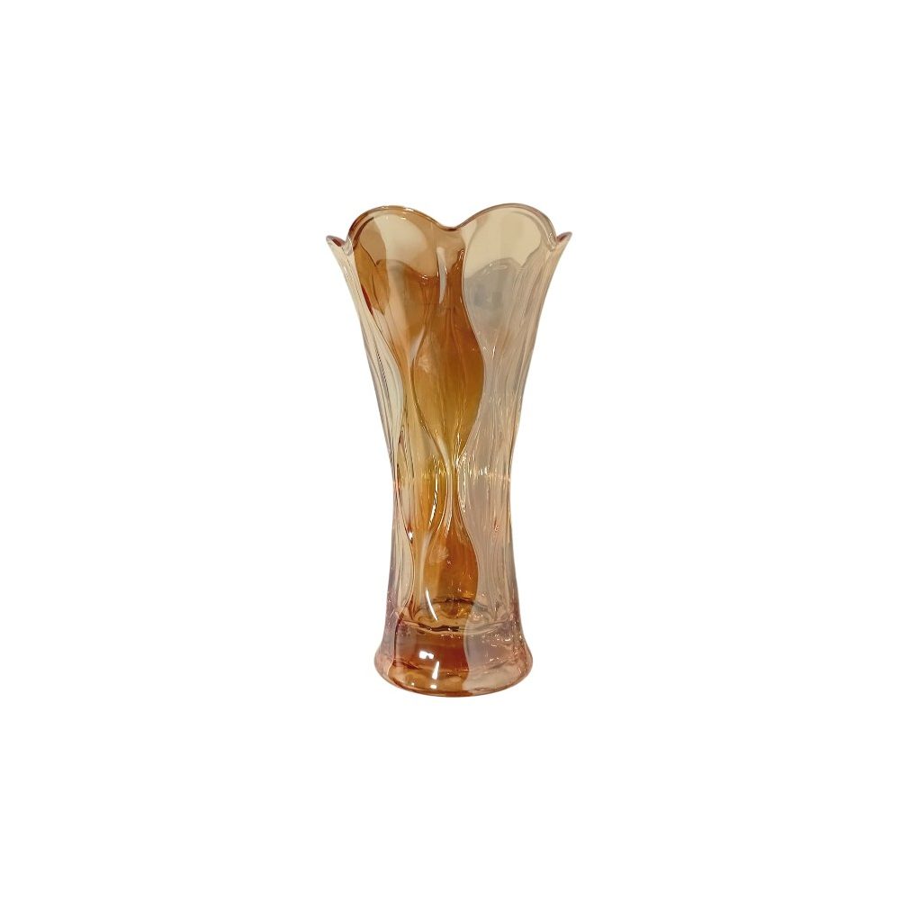Amber Gold Glass Flower Vase