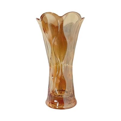 Amber Gold Glass Flower Vase