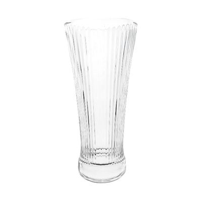 Ribbed Clear Glass Flower Vase