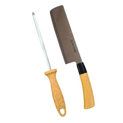 Butcher Knife and Sharpening Rod Set