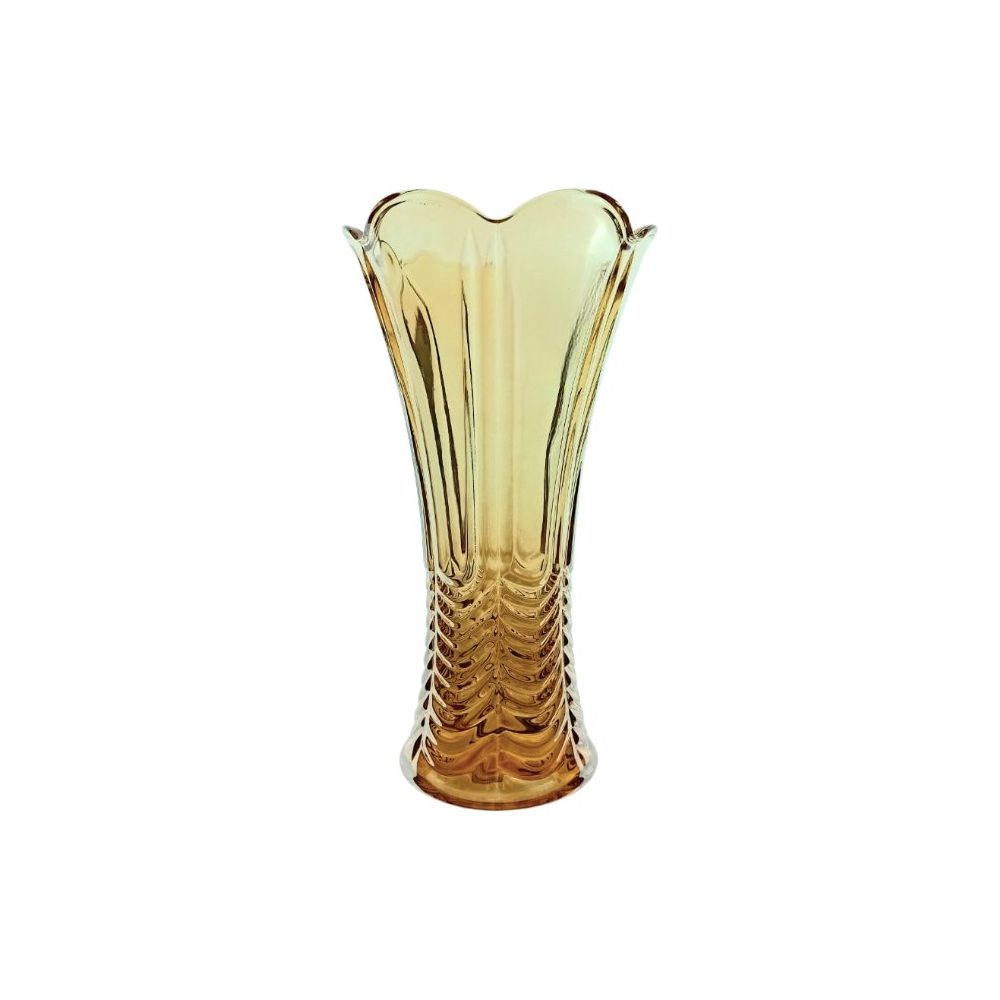 Amber gold glass flower vase