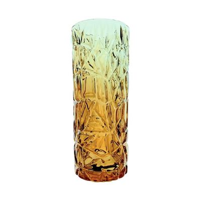 Amber Cut-Glass Cylinder Vase