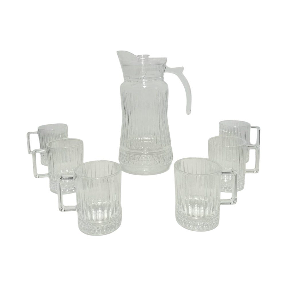 7-Piece Ribbed Glass Jug and Tumbler Set