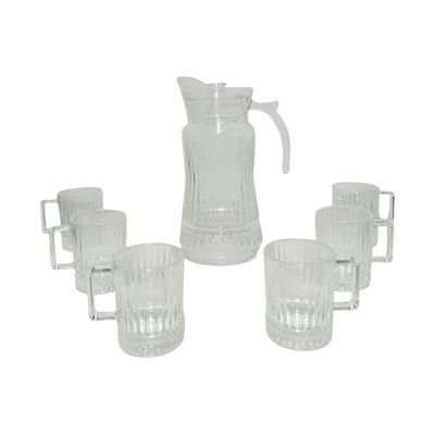 7-Piece Ribbed Glass Jug and Tumbler Set