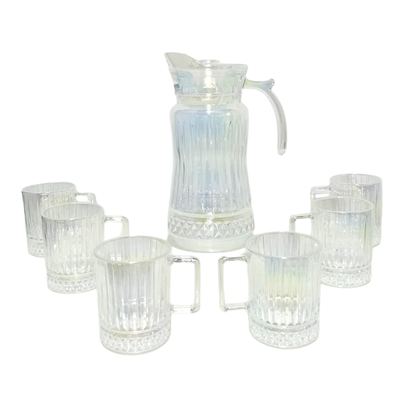 Rainbow 7-piece glass jug and mug set