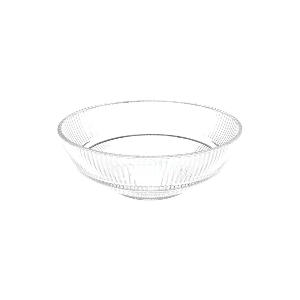 Ribbed glass serving bowl