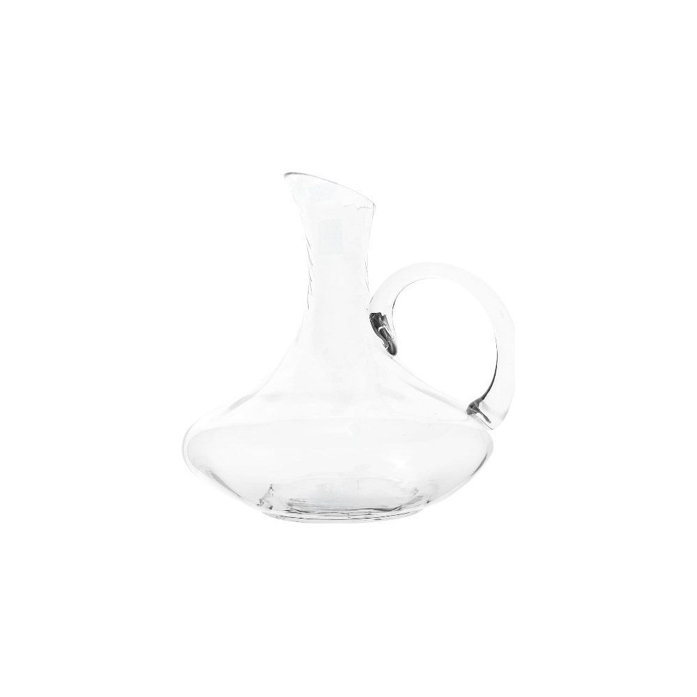 Glass wine decanter with handle